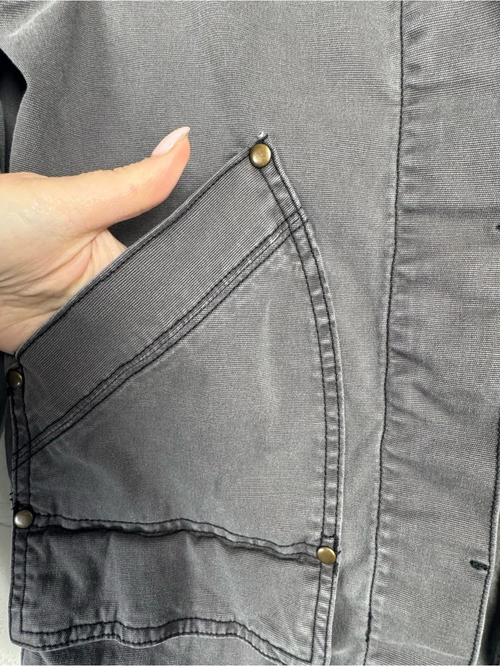 Anthropologie Chore Utility Jacket Military Trucker‎ Button Collared Gray Small